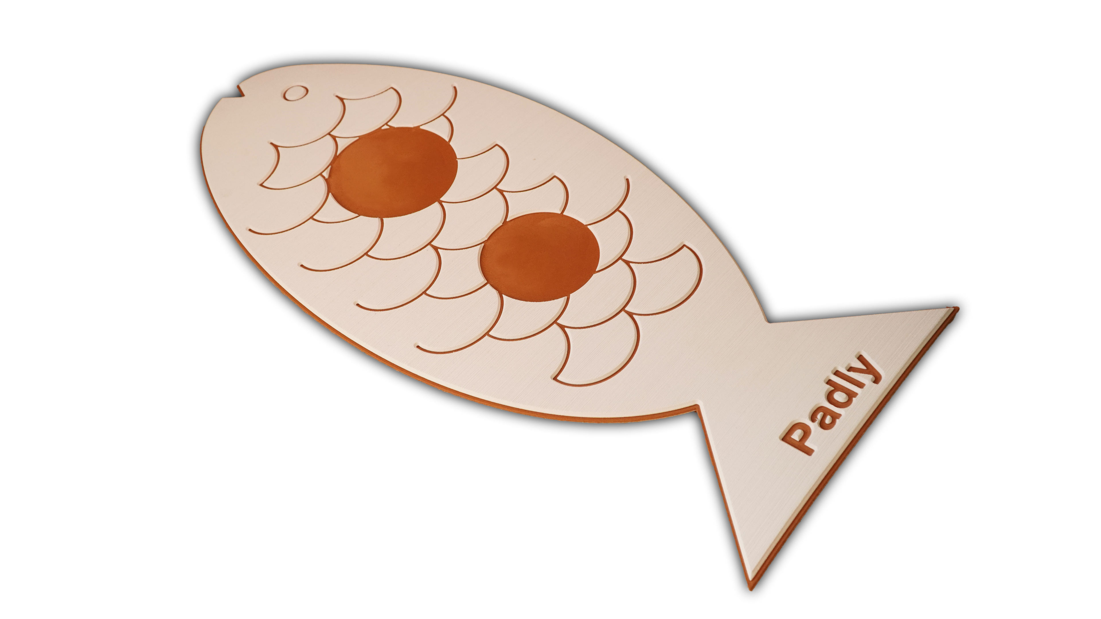 Podkładka pod miski dla kota - Rybka - Biało-brązowa