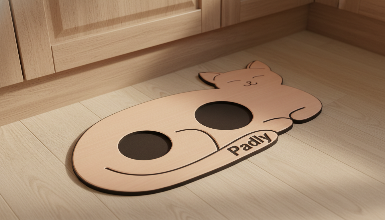 Podkładka kotek beżowo-czarna w kuchni