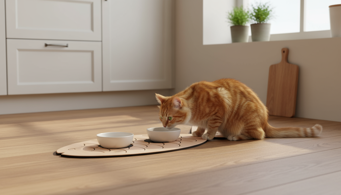 Podkładka rybka beżowo-czarna z kotem