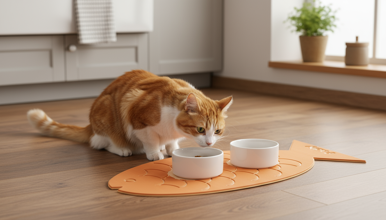 Podkładka rybka brązowo-kremowa z kotem